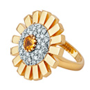 Sunray Ring - Yellow Gold, Diamonds & Yellow Sapphire